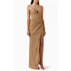 NEW TARIK EDIZ hilary maxi dress in gold
